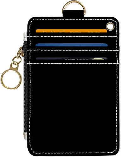 Miniatura 15 de Portafolios delgados con soporte para tarjeta de crédito, funda delgada de cuero PU con bloqueo RFID para viajes con ventana para ID, regalos