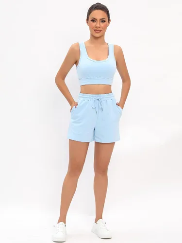 Miniatura 4 de FUPHINE Workout Sets for Women 2 Piece Summer Active Wear Outfits Crop Top Athletic Shorts