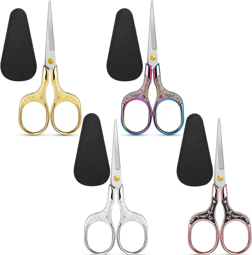 Juego de 8 tijeras de bordado, tijeras pequeñas, coloridas y clásicas, tijeras de corte profesional de precisión, tijeras de costura clásicas con