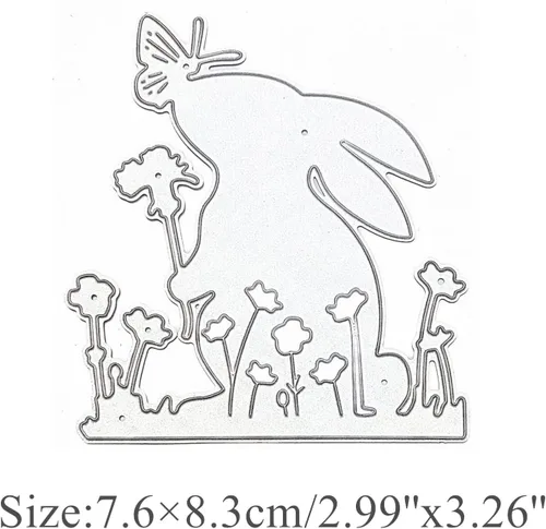 Miniatura 2 de Troqueles de metal de conejo de Pascua, lindo conejo beso, mariposa, marco de animales, plantillas de manualidades, tarjetas de corte, troqueles