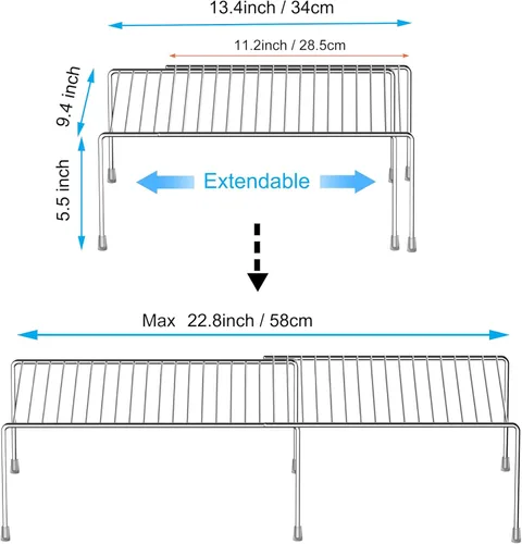 Miniatura 5 de iPEGTOP Organizador de armario de cocina expandible, 2 piezas ajustables para congelador, estante de alambre de almacenamiento de alambre a prueba