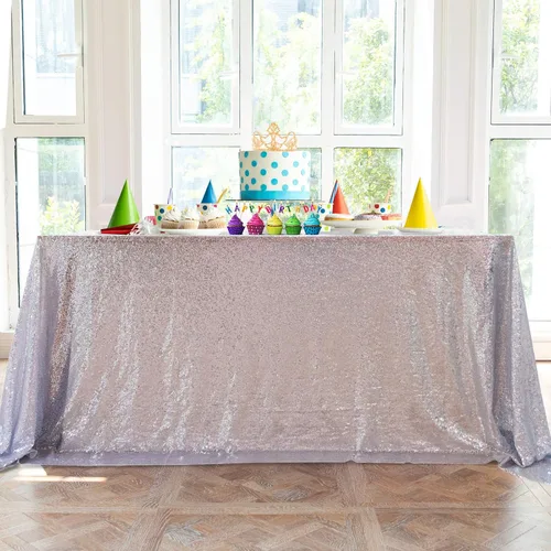 Miniatura 19 de Mantel de lentejuelas de 50 x 50 pulgadas, mantel negro brillante con purpurina brillante y secuencia metálica, para decoración de fiesta