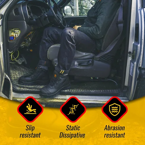 Miniatura 5 de Rockrooster AK050 - Botas de trabajo para hombre, puntera de acero, cremallera YKK, 6in, antideslizantes y resistentes al deslizamiento, piel