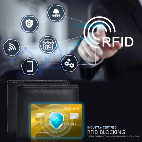 Miniatura 3 de Carteras RFID delgadas para hombres - Cartera de bolsillo frontal de piel genuina