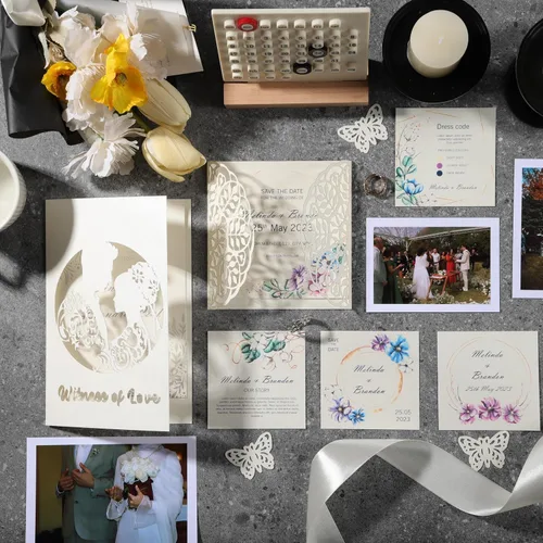 Miniatura 6 de 25 hojas de cartulina color crema brillante de 8.5 x 11 pulgadas, papel de impresora pesado de 92 libras para invitaciones de boda, manualidades