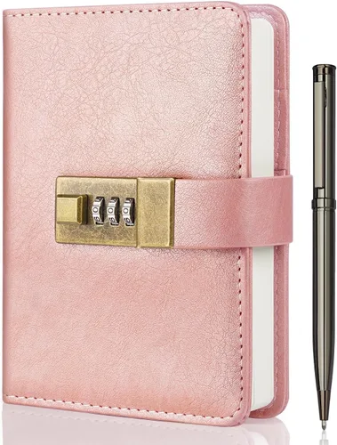 Miniatura 10 de WEMATE Diario con Cerradura, Diario con Cerradura, Cuaderno de Contraseña, Bolígrafo y Caja de Regalo - Perfecto para Hombres y Mujeres - 4.3X Negro