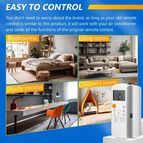 Miniatura 6 de Saillong Mando a distancia de repuesto inteligente compatible con aire acondicionado Midea RG57/BGE Ac, incluye 2 pilas AAA, piezas de aire