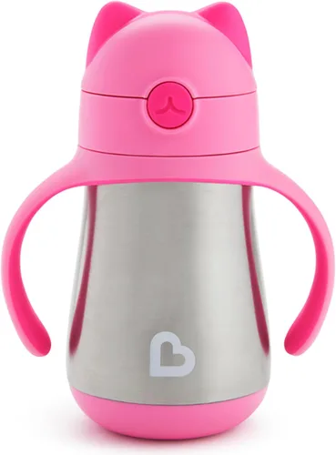 Miniatura 10 de Munchkin Cool Cat - Vaso para beber con popote para niños pequeños, vaso con popote de acero inoxidable, 8 onzas, azul