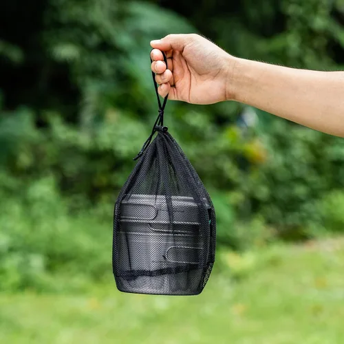 Miniatura 5 de Juego de sartenes de titanio con mango plegable para acampar al aire libre, sopa, tazón, sartén, kit de utensilios de cocina de picnic
