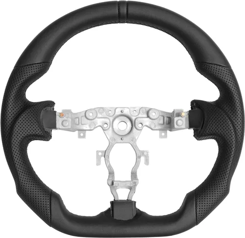 Miniatura 13 de Volante de fibra de carbono, volante de cuero perforado con parte inferior plana en forma de D, color negro, apto para Nissan 370z 2008-2020