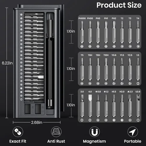 Miniatura 2 de Juego de destornilladores de precisión 38 en 1, mini kit de herramientas de reparación profesional para teléfono, computadora, reloj, laptop, PS5