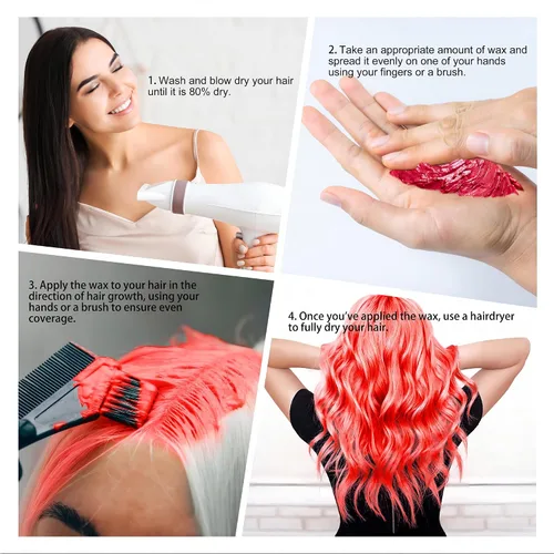 Miniatura 4 de Spray de Cera Temporal de Color Rojo para el Cabello 4.23 onzas, Tinte en Crema para Peinado Natural Instantáneo, Barro de Coloración Desechable
