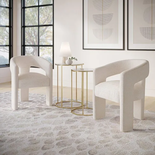 Miniatura 2 de Jofran Gwen - Silla decorativa tapizada de jacquard, moderna silla escultórica de felpa de lujo para comedor o sala de estar, sillas para sala