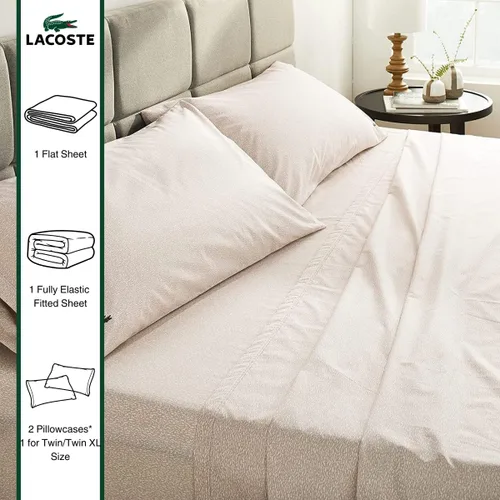 Miniatura 3 de Lacoste Juego de sábanas de algodón de 3 piezas, camuflaje, avena, tamaño individual