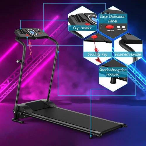 Miniatura 8 de GYMAX Caminadora plegable, máquina de correr de instalación gratuita de 3.0 HP con altavoz Bluetooth, monitor de pantalla táctil HD, control Negro