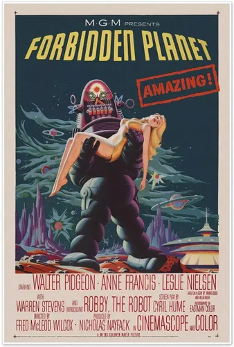 Miniatura 5 de Conjunto de cinco anuncios de películas de ciencia ficción c. 1950 Póster impreso de arte vintage Planeta prohibido, OVNI invasores de Marte