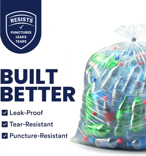 Miniatura 2 de Plasticplace - Bolsas de basura resistentes de 55-60 galones, revestimientos transparentes para contenedores de basura (38 x 58 pulgadas) - Bolsas