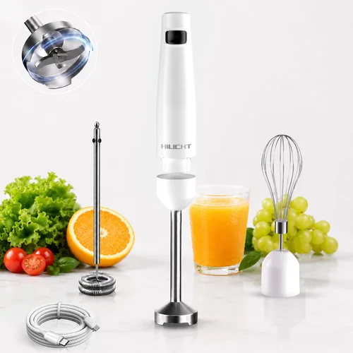 Miniatura 10 de Batidora de inmersión inalámbrica con cargador, batidora de mano recargable, licuadora de barra 3 en 1 con batidor y espumador de leche, velocidad