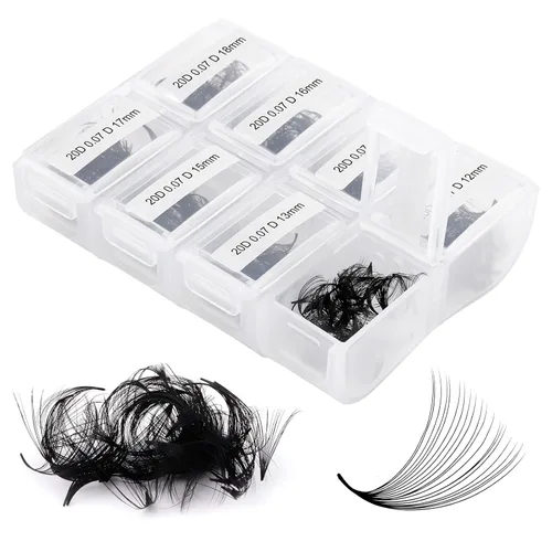 Miniatura 103 de Extensiones de Pestañas Rizo D 0.59-0.79 pulgadas Bandeja Mixta Seda Extensiones de Pestañas Clásicas Suministros Extensiones de Pestañas