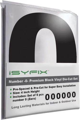 Miniatura 13 de iSYFIX Calcomanías de vinilo negro con el número 7 (siete), paquete de 6 calcomanías autoadhesivas de 7 pulgadas, calcomanías troqueladas y Negro