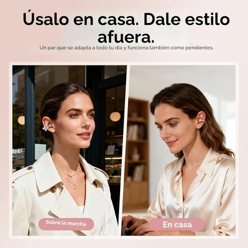 Miniatura 3 de Kinglucky Auriculares de oído abierto ClipFree con aretes de mariposa, auriculares ultracómodos y de ajuste seguro tipo clip, 50 horas de Oro rosa