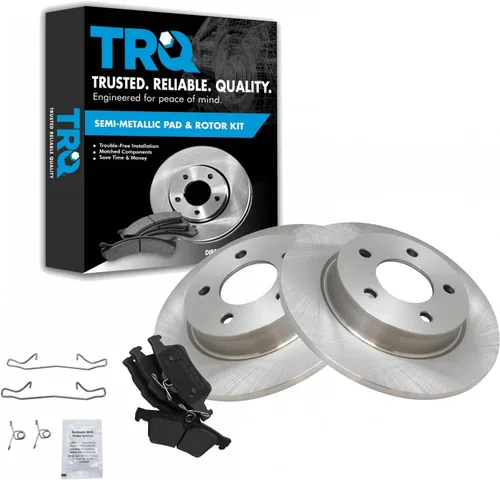 Miniatura 126 de TRQ Juego de pastillas de freno semimetálicas traseras y rotores compatibles con Chevrolet Trailblazer 02-06 Trailblazer EXT 04-06 SSR 02-07 GMC