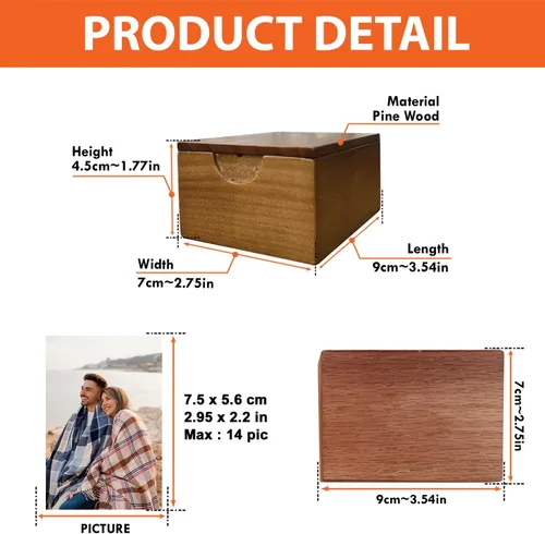 Miniatura 6 de Álbum de fotos extraíble personalizado, Caja de fotos de madera personalizada, Colección de memoria personalizada, Regalo para amigo de la familia