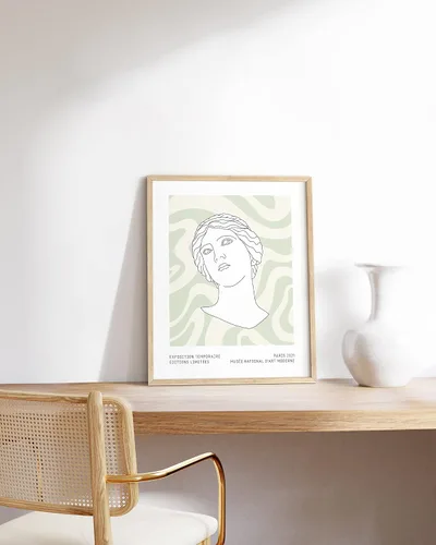 Miniatura 4 de HAUS AND HUES Pósteres estéticos verdes, arte de pared verde salvia, decoración de habitación pastel danés, impresión geométrica (sin marco, 12 x 16)