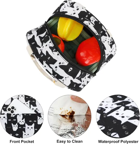 Miniatura 4 de Bolsa de almuerzo para gatos para mujeres y niñas, bolsas de almuerzo aisladas, lonchera reutilizable para niños y adultos, escuela, trabajo, picnic