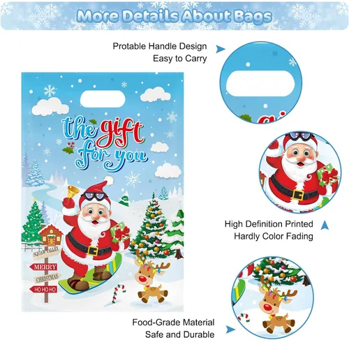 Miniatura 5 de 40 piezas de bolsas de regalo de Navidad con asas - Bolsas de golosinas de invierno para niños, geniales bolsas de caramelos de Santa Claus