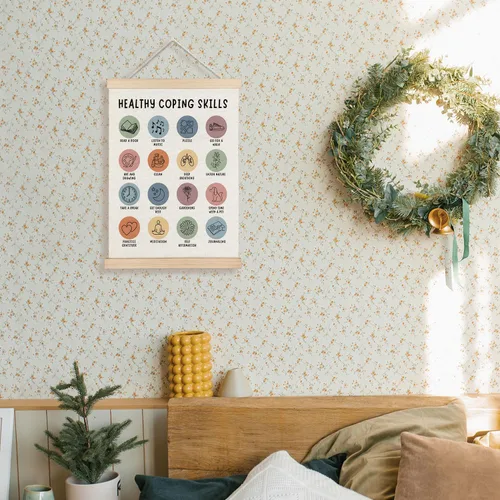 Miniatura 2 de Supwhd - Decoración terapéutica, póster bohemio de salud mental para oficina de consejero, arte de pared para el manejo del estrés y el autocuidado