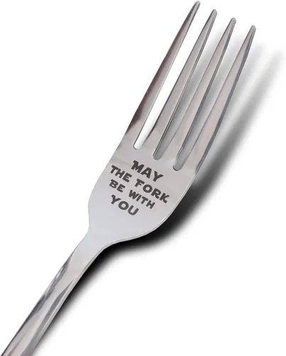 Miniatura 2 de May The Fork Be With You Tenedor de acero inoxidable grabado con láser con caja de regalo, regalo para los fanáticos de StarWars