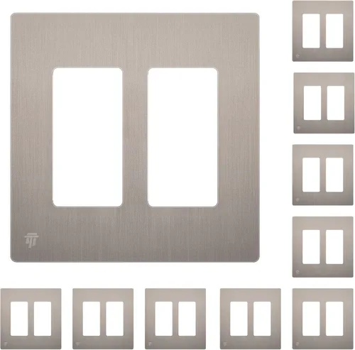 Miniatura 36 de ENERLITES Placas Decorativas de Pared sin Tornillos Cubiertas de Tomacorrientes Seguras para Niños, Tamaño 2-Gang 4.68" H x 4.73" L, Policarbonato
