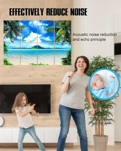 Miniatura 4 de YPY Paneles acústicos decorativos insonorizados: arte de pared absorbente de sonido, paneles de pared con cancelación de ruido, tratamientos Playa