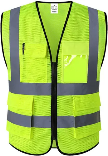XIAKE Chaleco de seguridad reflectante para hombres y mujeres, chaleco de alta visibilidad clase 2 con bolsillos, cumple con las normas ANSI Malla