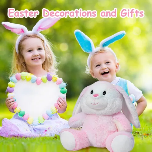 Miniatura 5 de HollyHOME Animal de peluche de conejo, juguetes de peluche de conejo de Pascua, conejo suave y tierno de peluche, regalo de Pascua para niños