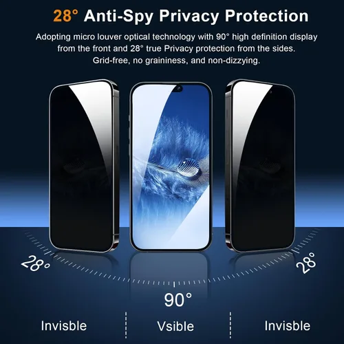 Miniatura 2 de QHOHQ Paquete de 3 protectores de pantalla de privacidad para iPhone 15 [6.1 pulgadas] con paquete de 3 protectores de lente de cámara, película