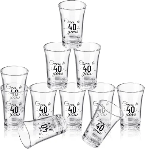 Miniatura 7 de Sliner Paquete de 48 Vasos de Chupito de Cumpleaños a Granel 1.4oz Brindis a los 30/40/50/60/70/80 Años Vaso de Chupito Indestructible Base Gruesa