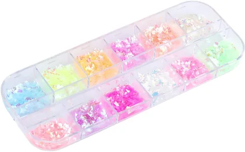 Miniatura 8 de 12 rejillas de lámina de uñas holográficas, copos de papel de aluminio holográfico para uñas, confeti con purpurina dorada y plateada, copos