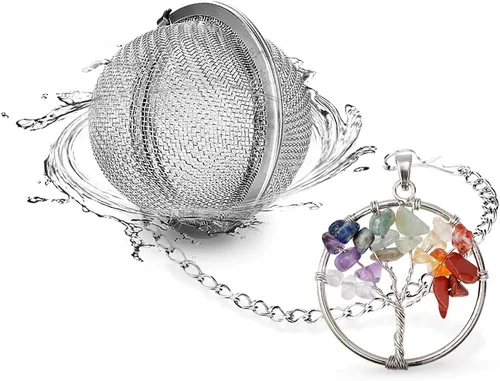Miniatura 8 de Infusor de té, colador de té, difusor de té para té suelto, amatista, árbol de la vida, envuelto en alambre, colgante de luna creciente envuelto