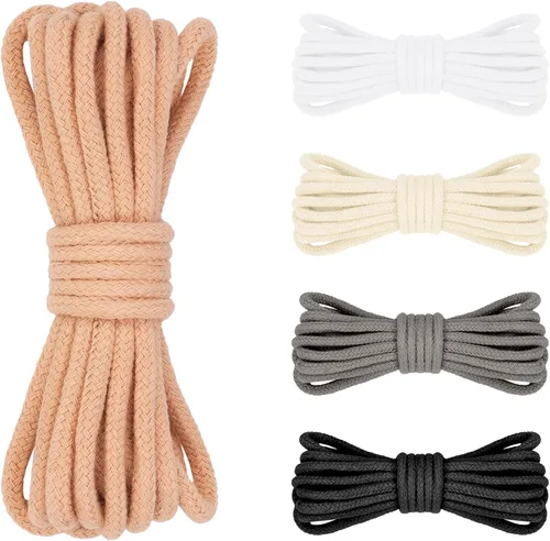 SEMINI 100% Natural Cotton Cord,5mm x25 Yard Mixed Color Twine String Cord Colored Cotton Rope Craft Cord for DIY Crafts Knitting Plant Hangers