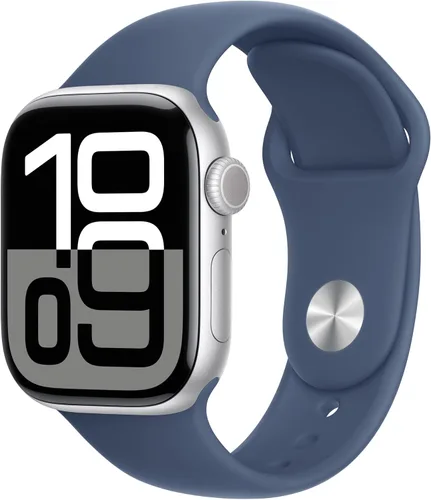Miniatura 30 de Apple Watch Series 10 [GPS 42 mm] Smartwatch con caja de aluminio negro brillante y correa deportiva negra - M/L. Rastreador de fitness, aplicación