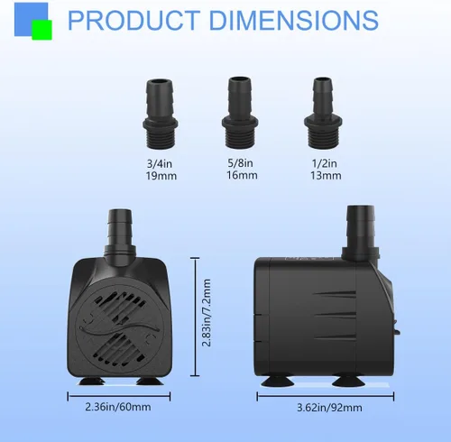 Miniatura 5 de Bomba de agua sumergible de 400 GPH ultra silenciosa para fuente, estanque, acuario, hidropónica con cable de alimentación de 6 pies
