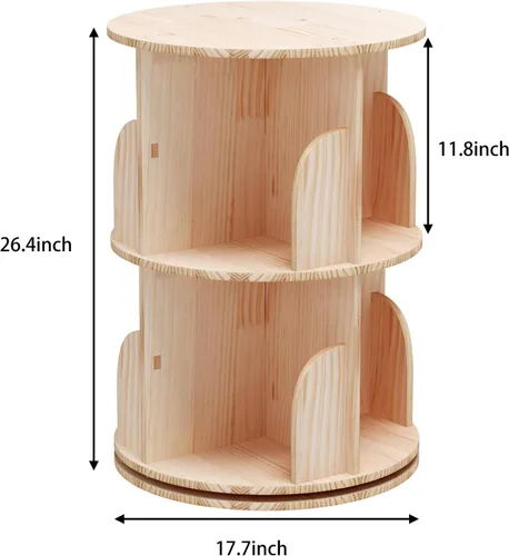 Miniatura 2 de Bear Qiaqia - Estantería giratoria de 2 niveles, estante de exhibición de 360 grados, organizador de estante de pie para niños y adultos, estante