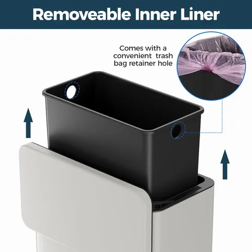 Miniatura 5 de Basurero colgante de acero inoxidable con tapa y cubo interior, contenedor de compost de cocina de 2 galones para encimera, debajo del fregadero