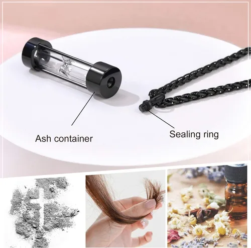 Miniatura 265 de FindChic Collares personalizados con urna para cenizas, barra vertical, gato, luna, reloj de arena, garra de perro, acero inoxidable, chapado en oro