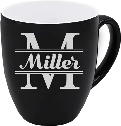 The Wedding Party Store Taza personalizada grabada para café y café con leche - Taza personalizada para café y té (Negro)