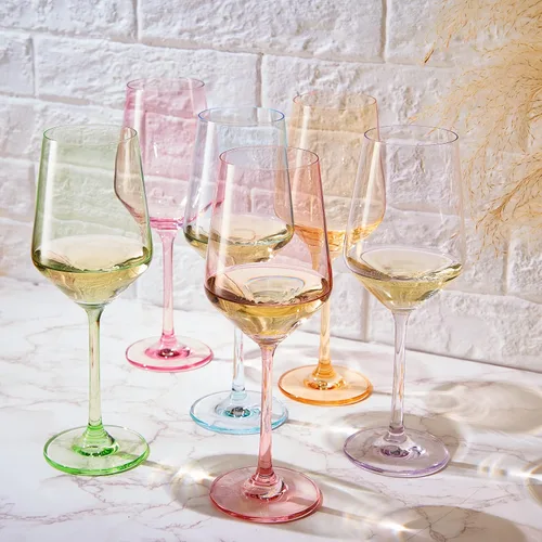 Miniatura 3 de The Wine Savant Haz tu propio juego de copas de vino individuales, vaso grande de color azul colorido de 12 onzas, estilo italiano alto para vino