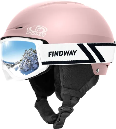Miniatura 21 de Findway - Juego de Casco de Esquí, Casco de Snowboard con Gafas para Adultos [A Prueba de Golpes] Casco de Deportes de Nieve Seguro y Duradero