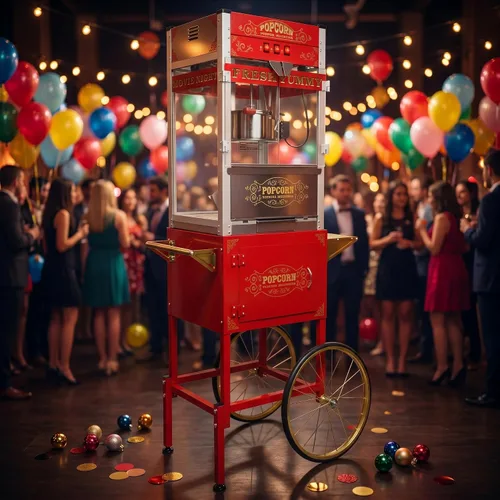 Miniatura 8 de Máquina de palomitas de maíz con carrito y ruedas, máquina de palomitas de maíz con hervidor de acero inoxidable de 14 onzas, para el hogar, Rojo